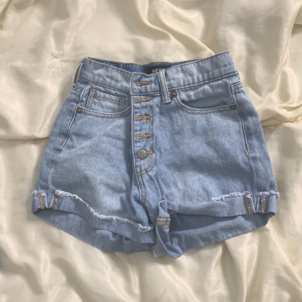 light wash denim shorts